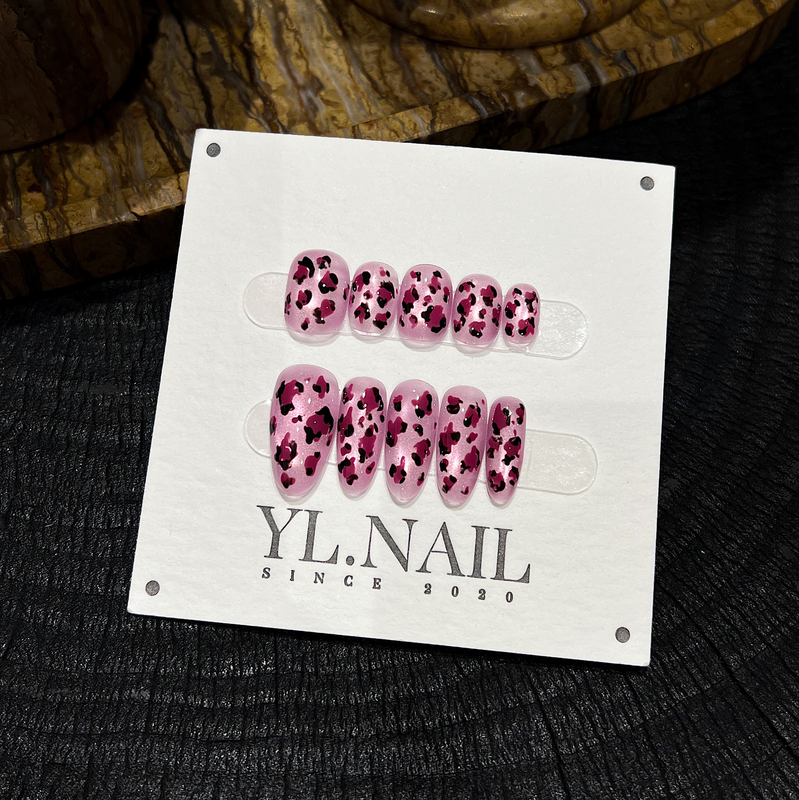 【Yl.Nail Soft Pink Leopard】Handmade Nail Tips ins Unique Cat Eye Hand-Painted Leopard Print Simple Nail Art Wearable Nails 【Yl.Nail Soft Pink Leopard】Handmade Nail Tips ins Unique Cat Eye Hand-Painted Leopard Print Simple Nail Art Wearable Nails