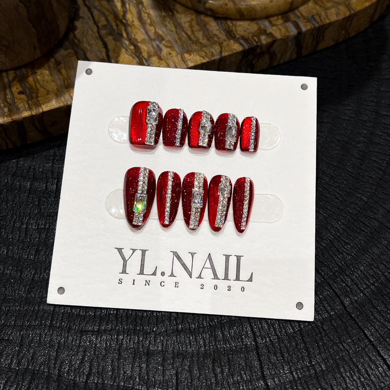 【Yl.Nail Iris's Ulan Lake-Long】Handmade Nail Pieces, Niche Heavy-Duty Rhinestone-Studded Wearable Nails