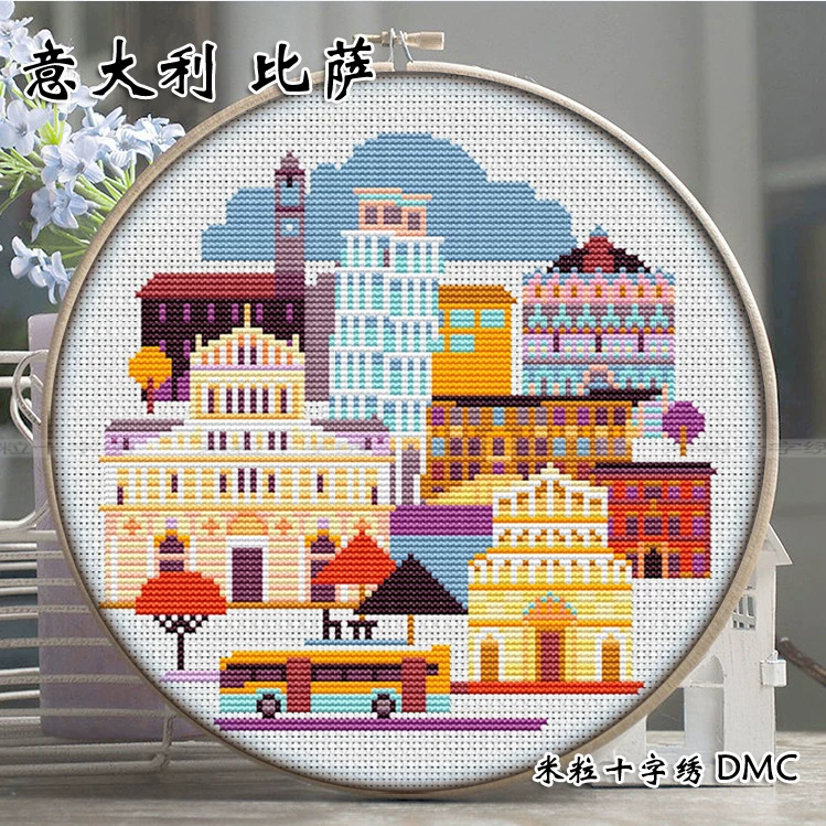 Рис Cross -Stroke DMC печать Цвет Город Пицца Ёкохама Дубров Каоэн Стёвхольм