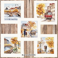 Rice Cross -удар DMC Line Line Set Set Set Print Prescory Meitu Hanging Painting Комбинированная европейская уличная осенний город