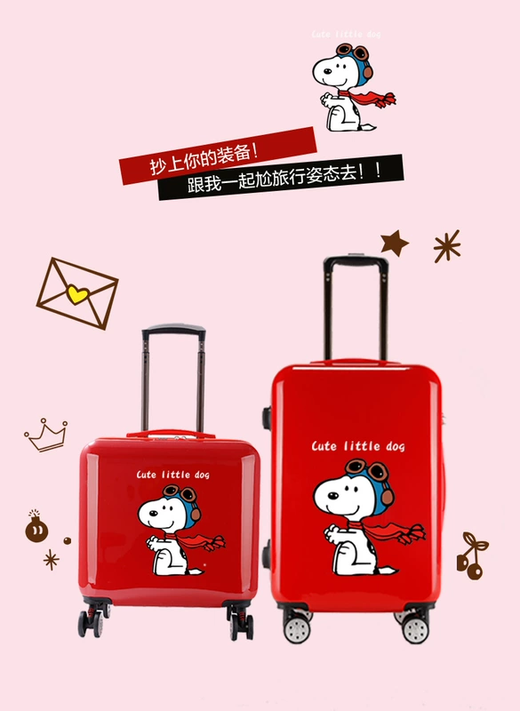 Vali du lịch phổ quát bánh xe in phim hoạt hình xe đẩy hành lý 18 inch lên máy bay nhỏ hộp khóa cầm tay 20 inch 22