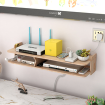 Solid Wood set-top box rack non-perforated wall shelf Wall wifi living room projector router storage bracket