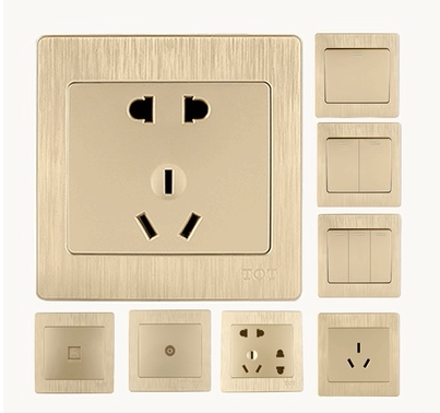 Tot Totai S5 Champagne Gold 86 Type Switch Single/Dual Control Five-Hole Socket Computer USB Single Control Blank Panel Free Shipping