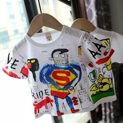 Clearance Baby Cartoon Printing Short Sleeve Baby Cotton Interior Clothes Summer Top Korean Children's Clothing 307