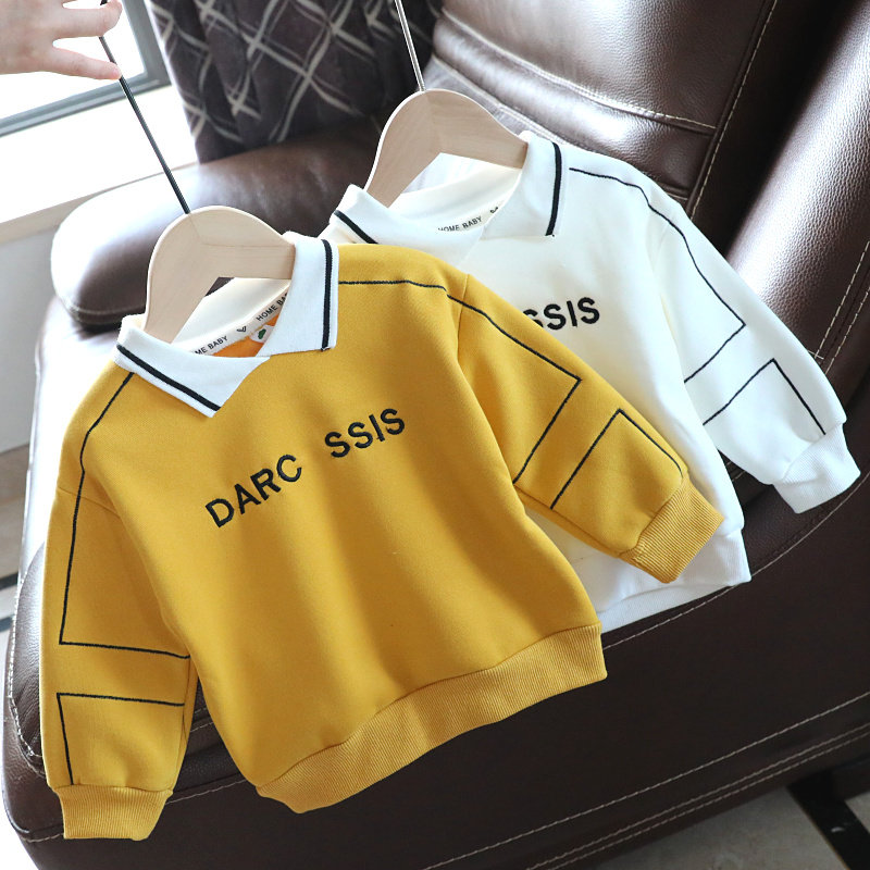 Spring Autumn Baby Flipped Sweatshirt Clothing Children Pure Cotton Inner Lap Clothes Children Spring Dress Blouse Boy Han Version Spring Clothing 1565