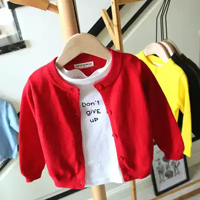 Children's knitted cardigan spring and autumn Korean baby sweater baby cotton thin coat boys and girls autumn coat