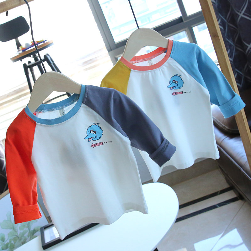 Clear Cabin Section Baby Spring Autumn Pure Cotton Inside Lap Clothes Baby Cartoon Long Sleeve T-shirt Children Autumn Clothing 901