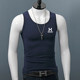 Summer broad shoulder vest men's hurdle slim fit sports sleeveless outer sweatshirt pure cotton printed fitness casual bottoming