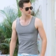 Áo thun cotton nam co giãn thể dục vừa vặn thể thao mùa hè bó sát thể thao Hàn Quốc áo trẻ trung thoáng khí - Áo vest cotton