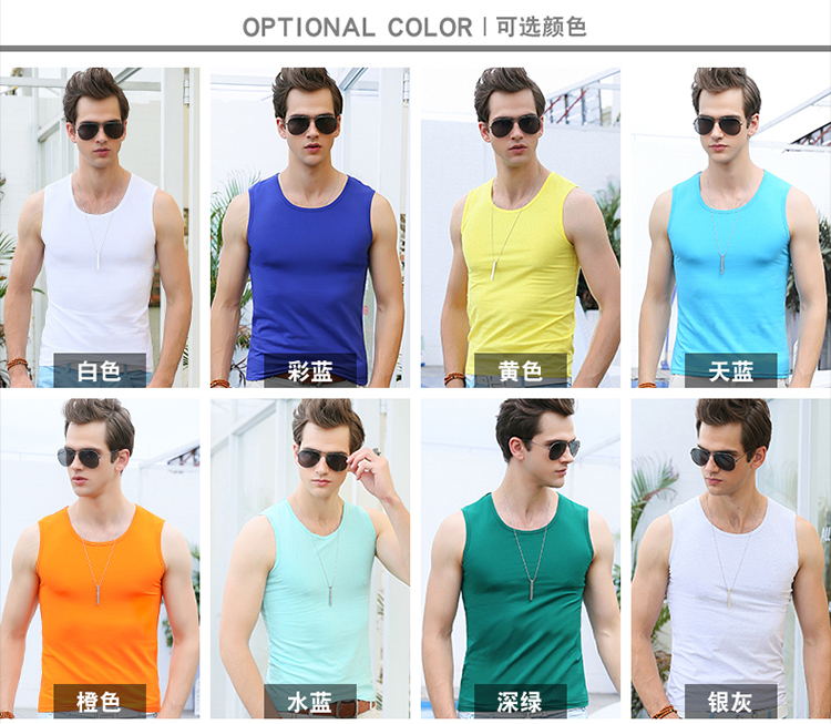 Mùa hè nam cotton căng rộng vai mồ hôi vest thanh niên Slim chặt chẽ không tay T-Shirt XL áo vest