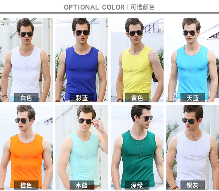 Mùa hè nam cotton căng rộng vai mồ hôi vest thanh niên Slim chặt chẽ không tay T-Shirt XL áo vest ao ba lo