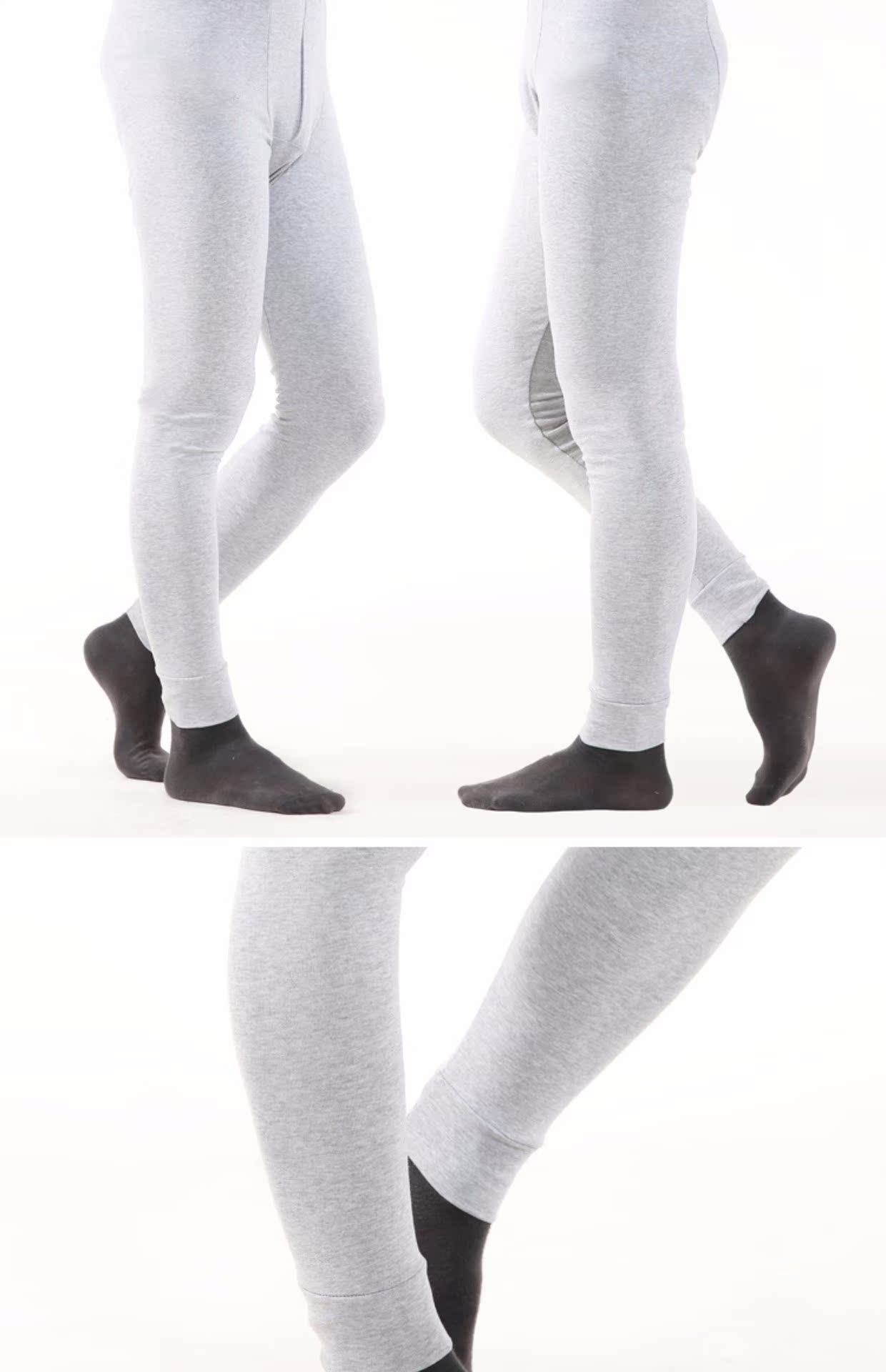 Quần dài nam thu đông bó sát quần dài màu đen thuần lưới Đồng bằng Slim eo cao ấm áp đồ lót cơ bản mới quần cotton nam trung niên