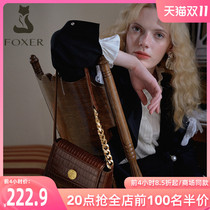 Gold fox leather small bag female 2022 new trendy fashion crocodile pattern shoulder all-match retro classic armpit bag