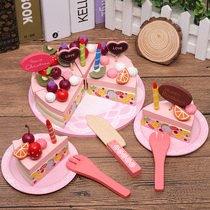 Wooden simulation birthday cake family fun kitchen toy set early education princess childrens toys