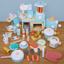 Wooden childrens kitchen toy simulation House simulation home appliances cooking cooking rice set boys and girls kindergarten