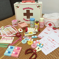 Wooden simulation doctor toy Children children house injection medical box stethoscope boys and girls hospital set