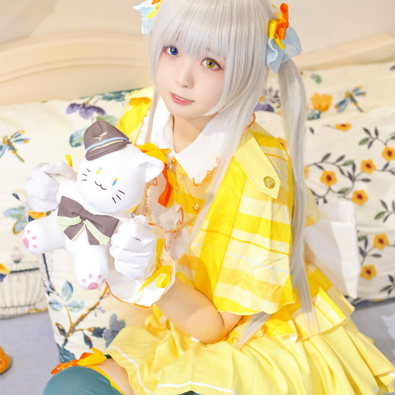 Print Hearts Cos original song Divine Music the Divine Music Mea Idol Mea Idol Costume Yellow Sky Evil Spirits Cute Dress