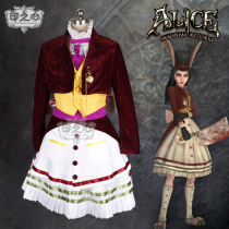Heart of India cos costume Alice crazy return lucky rabbit dark red velvet dress