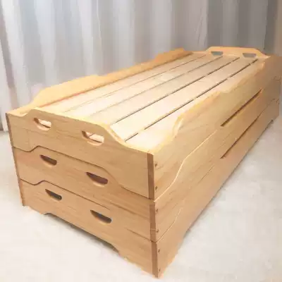 Kindergarten nap bed Custody Solid wood small bed Children's special folding bed Baby's special bed Thick wood single bed