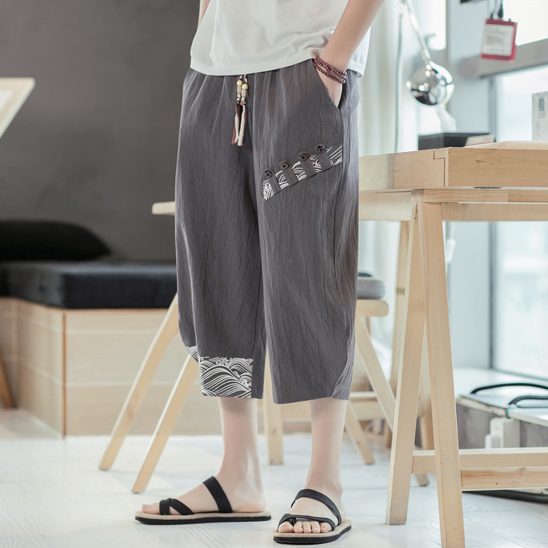 Trung Quốc gió mùa hè mới của nam giới lớn mã lanh bông quần bảy điểm gió cổ loose-fitting han quần áo quần rộng chân quần quần quần