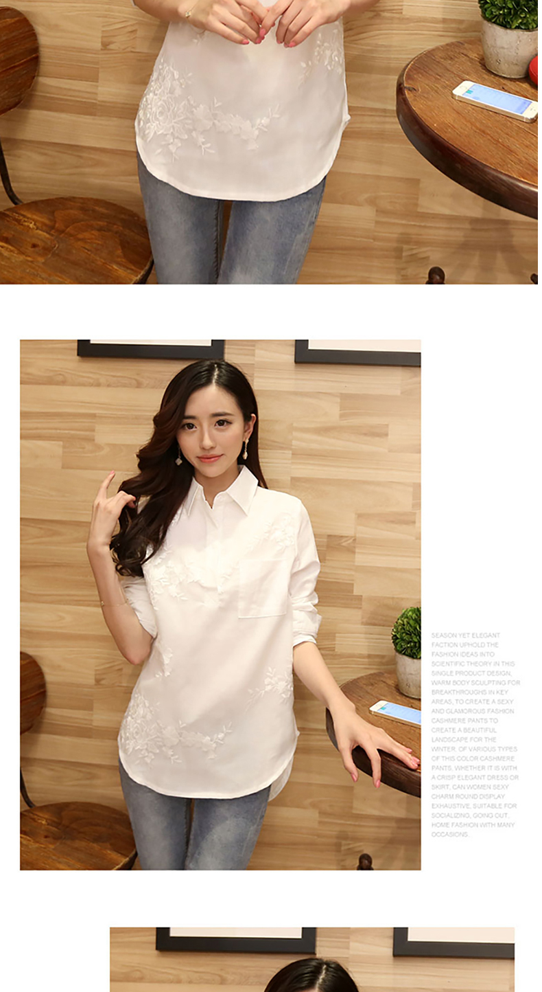 Áo phông nữ 2019 Xuân-Hè Mới Joker Vải lanh trắng Áo sơ mi trắng tay dài Áo thun cotton Hàn Quốc - Áo sơ mi dài tay áo sơ mi công sở nữ