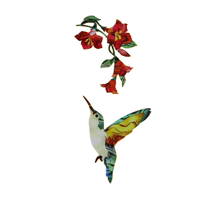 Japan Jockomo B-330HF Hummingbird Flower Electric Wood Folk Guitar Body Ukulele Headstock Sticker