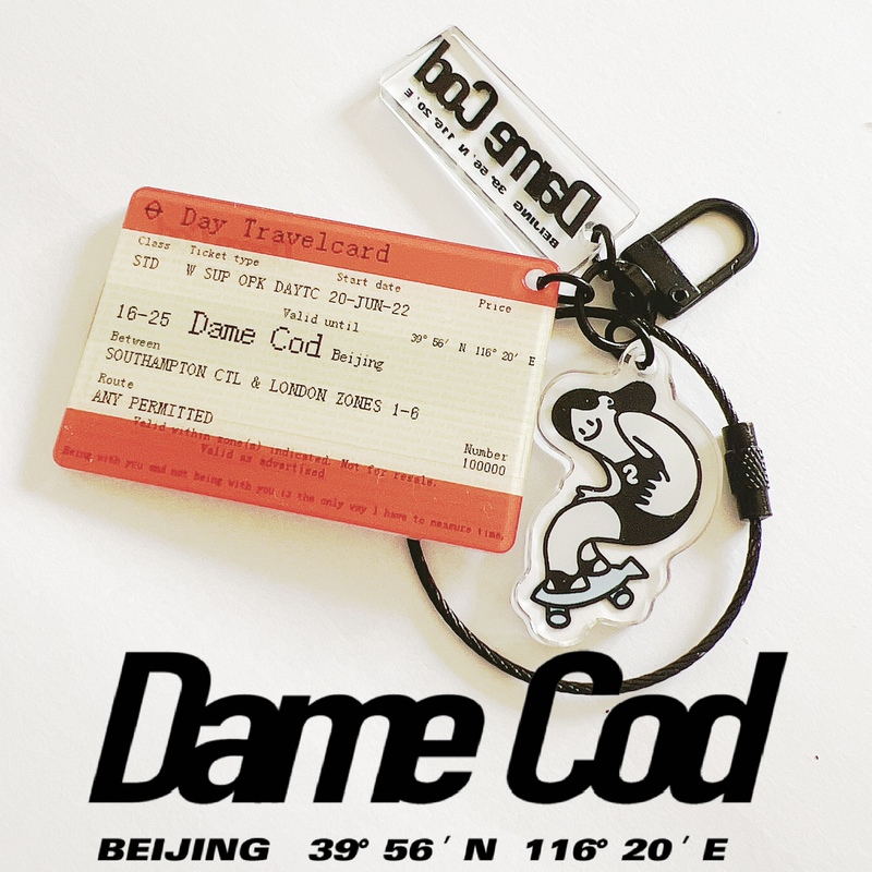 Damecod British Ticket Original Acrylic Keychain Brand Backpack Accessory Pendant Creative Design Hanging Ornament