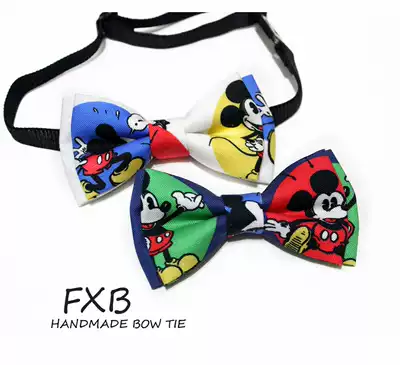 FXB handmade colorful Mickey cartoon 100 days Baby collar flower year old baby boy bow tie