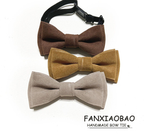 FXB handmade khaki brown solid color one-year-old baby baby pin collar flower children boys accessories small bow tie