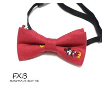  FXB handmade red Mickey 100 days baby bow tie Year old baby boy pin Children student bow tie