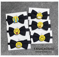 FXB Handmade Smiling Face Cute Boy Collar Flower Children Boys Students Lace Up Black Shirt Versatile Bow Tie