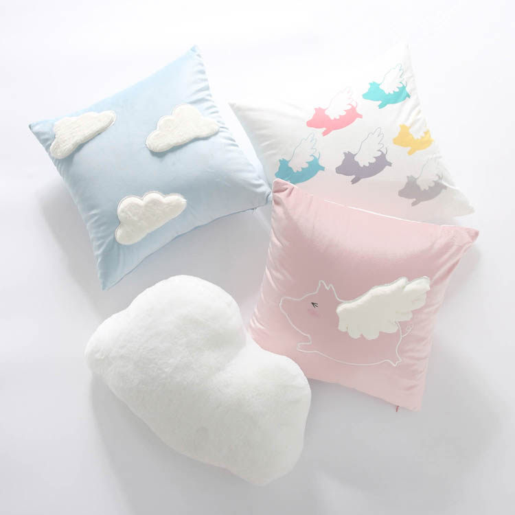 MOM pink ins wind pillow white cloud Mao Mao pillow cute bed cushion handmade sofa pillow cover