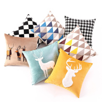 MOM Deer pillow Nordic style three-dimensional pillow ins wind embroidery pillow cover Sofa bed plush cushion living room
