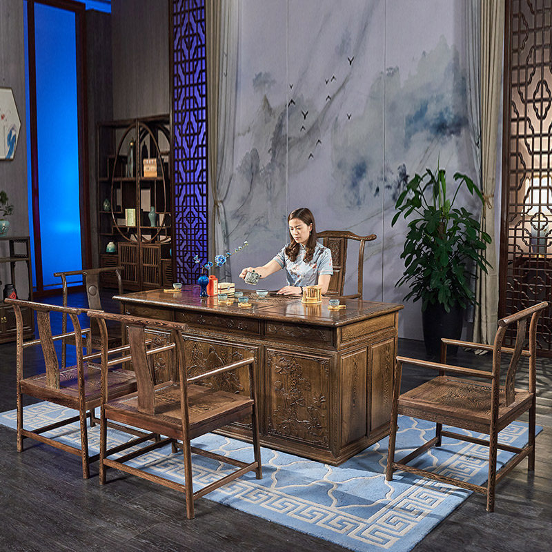 Solid Wood Tea Table And Chairs Combine Red Wood Furniture Wings Wood Imitation Ancient Chinese Office Tea Table Tea Art Table Tea Table Whole