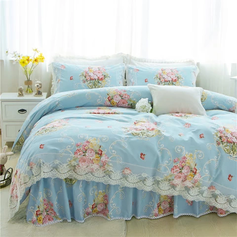 phong cách mục vụ giường bông bedspread váy công chúa ren một mảnh giường bông bộ lanh châu Âu và Mỹ giường đôi duy nhất trên nguồn cung cấp - Váy Petti