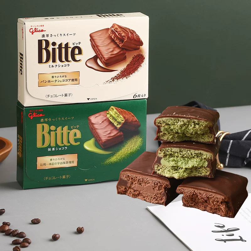 Японское родное Glico Bitte Uji матча шоколадное сэндви-чное пирожное, печенье в оболочке, детский подарок на день рождения