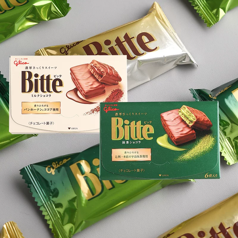 Японское родное Glico Bitte Uji матча шоколадное сэндви-чное пирожное, печенье в оболочке, детский подарок на день рождения