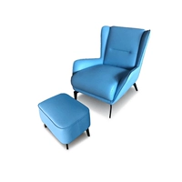 Стул для отдыха + педали - голубая кожа/микрофибры