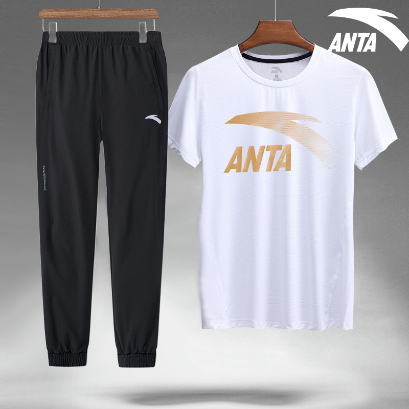 Anta Sports Suit Men's Official Web 2022 Spring Summer New Round Collar Short Sleeve Pants Long Pants Tracksuit Sportswear