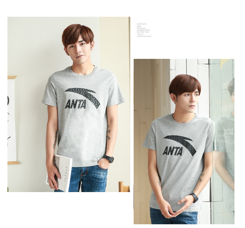 Anta áo thun ngắn tay nam chính hãng 2018 hè mới logo lớn cổ tròn áo sơ mi giản dị mặc đồ thể thao nam áo ba lỗ thể thao