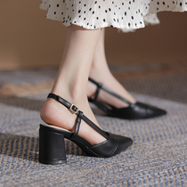 Baotou coarse heel sandals womens summer 2021 new 100 hitch pointed with children high heel strap fairy wind