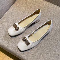 Square head light mouth woman 2021 Summer new fashion 100 hitch female wind in heel with rough heel