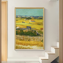 Van Gogh harvest pure artisanal oil painting in house Xuanguan decoration painting American European-style hanging painting modern light and luxurious view fresco