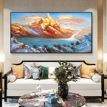 Living Room Pure Hand-painted oil painting Mountain Sofa Background Wall Landscape Painting Light Extravagant and Extravagant Basin Decoration Painting Hang