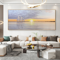 Hand-painted Oil Painting A Sails Smooth Living Room Decoration Painting Modern Minima Large Sofa Background Painting Horizontal version Yacht Hung Painting