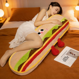 Cute Hamburger Long Pillow Plush Toy Doll Sleeping Pillow Sofa Cushion Children's Gift for Girls
