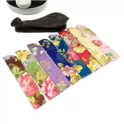 Chinese ancient style lady folding fan round mouth female fan cover double thick brocade 21cm female fan bag