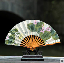 Fan folding fan Chinese wind female summer lotus lotus is small and portable with ancient wind qipao dance fan you fold the fan