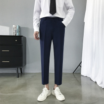 2021 New Korean version of small feet hanging nine pants British style casual pants workplace non-iron straight suit pants men