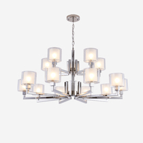 Villa duplex floor double-layer chandelier High-grade jump layer three-layer project Hotel lobby led lights Stainless steel living room lights